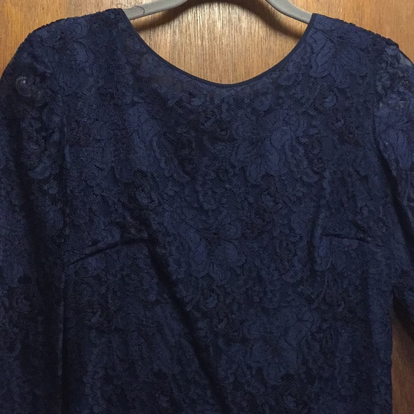 Kevan Hall Navy Lace Sheath Dress - Picture 3 of 7